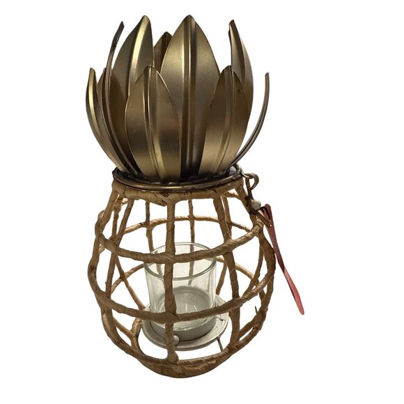 Opalhouse Candleholders Pineapple Design Set of 3 Rattan & Metal 9" - Picture 2 of 6